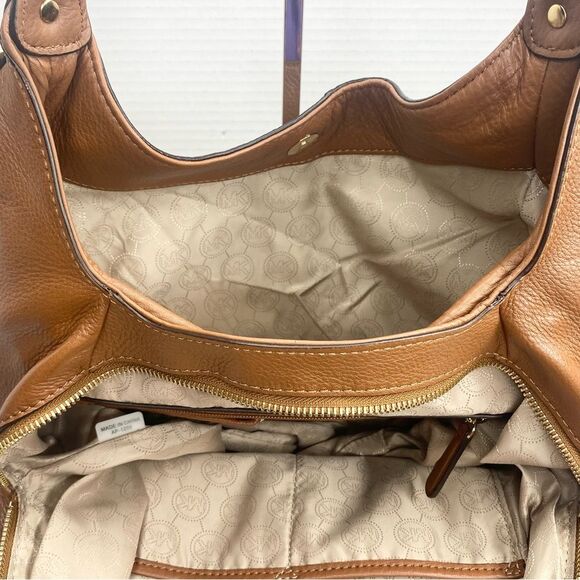 Michael Kors Bedford Belted Large Shoulder Tote Bag Pebble Leather Brown - Picture 8 of 16